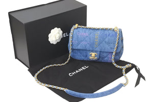 新品未使用 CHANEL シャネル チェーンショルダーバッグ AS3134 マトラッセ デニム ブルー マルチカラー ゴールド金具 58748