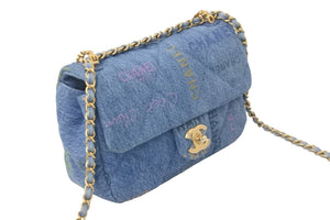 新品未使用 CHANEL シャネル チェーンショルダーバッグ AS3134 マトラッセ デニム ブルー マルチカラー ゴールド金具 58748