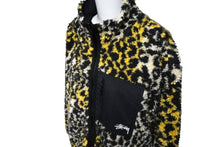 Load image into Gallery viewer, STUSSY ステューシー リバーシブル シェルパフリース ナイロン ジップジャケット イエロー レオパード S 118529 美品 中古 58760