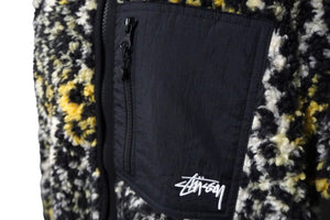 STUSSY ステューシー リバーシブル シェルパフリース ナイロン ジップジャケット イエロー レオパード S 118529 美品 中古 58760