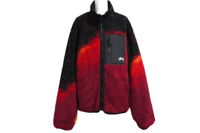 STUSSY ステューシー リバーシブル シェルパフリース ナイロン ジップジャケット レッド M 118529 美品 中古 58761