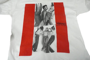 Versace Jeans Couture ヴェルサーチ ブルースウェーバージーンズ クチュール フォトＴシャツ ホワイト レッド ロゴ サイズXL 美品 中古 58762