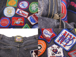 JEFF HAMILTON ジェフハミルトン ショートパンツ NBAチームワッペン デニム 36 コットン グレー シルバー金具 美品 中古 58777