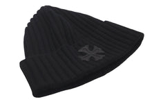 Load image into Gallery viewer, 新品未使用 CHROME HEARTS クロムハーツ CH プラス ニットキャップ ブラック クロス レザー パッチ ビーニー カシミヤ 中古 58793