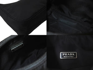 PRADA プラダ ハンドバッグ ワンショルダー MV515 ホーボー ミニバッグ 三角ロゴ ブラック シルバー金具 美品 中古 58833