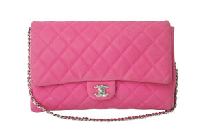 CHANEL シャネル シングルチェーンショルダーバッグ ココマーク 18番台 2014年 キャビアスキン ビビットピンク 美品 中古 58835
