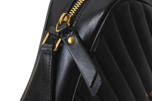 SAINT LAURENT サンローラン ショルダーバッグ ルーカメラバッグ フリンジ YSLロゴ ブラック カーフ 574494 美品 中古 58838