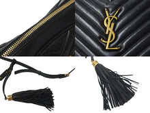 Load image into Gallery viewer, SAINT LAURENT サンローラン ショルダーバッグ ルーカメラバッグ フリンジ YSLロゴ ブラック カーフ 574494 美品 中古 58838