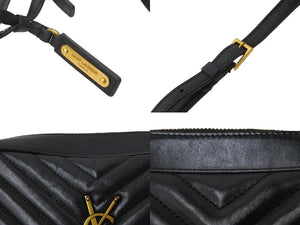 SAINT LAURENT サンローラン ショルダーバッグ ルーカメラバッグ フリンジ YSLロゴ ブラック カーフ 574494 美品 中古 58838