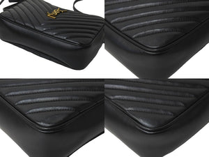 SAINT LAURENT サンローラン ショルダーバッグ ルーカメラバッグ フリンジ YSLロゴ ブラック カーフ 574494 美品 中古 58838