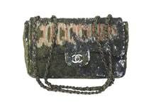 Load image into Gallery viewer, CHANEL シャネル Wチェーンショルダーバッグ ココキューバ 23番台 2016 スパンコール ラムスキン カーキ シルバー 美品 中古 58847