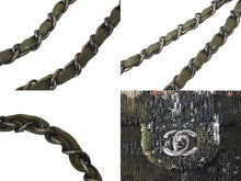 Load image into Gallery viewer, CHANEL シャネル Wチェーンショルダーバッグ ココキューバ 23番台 2016 スパンコール ラムスキン カーキ シルバー 美品 中古 58847