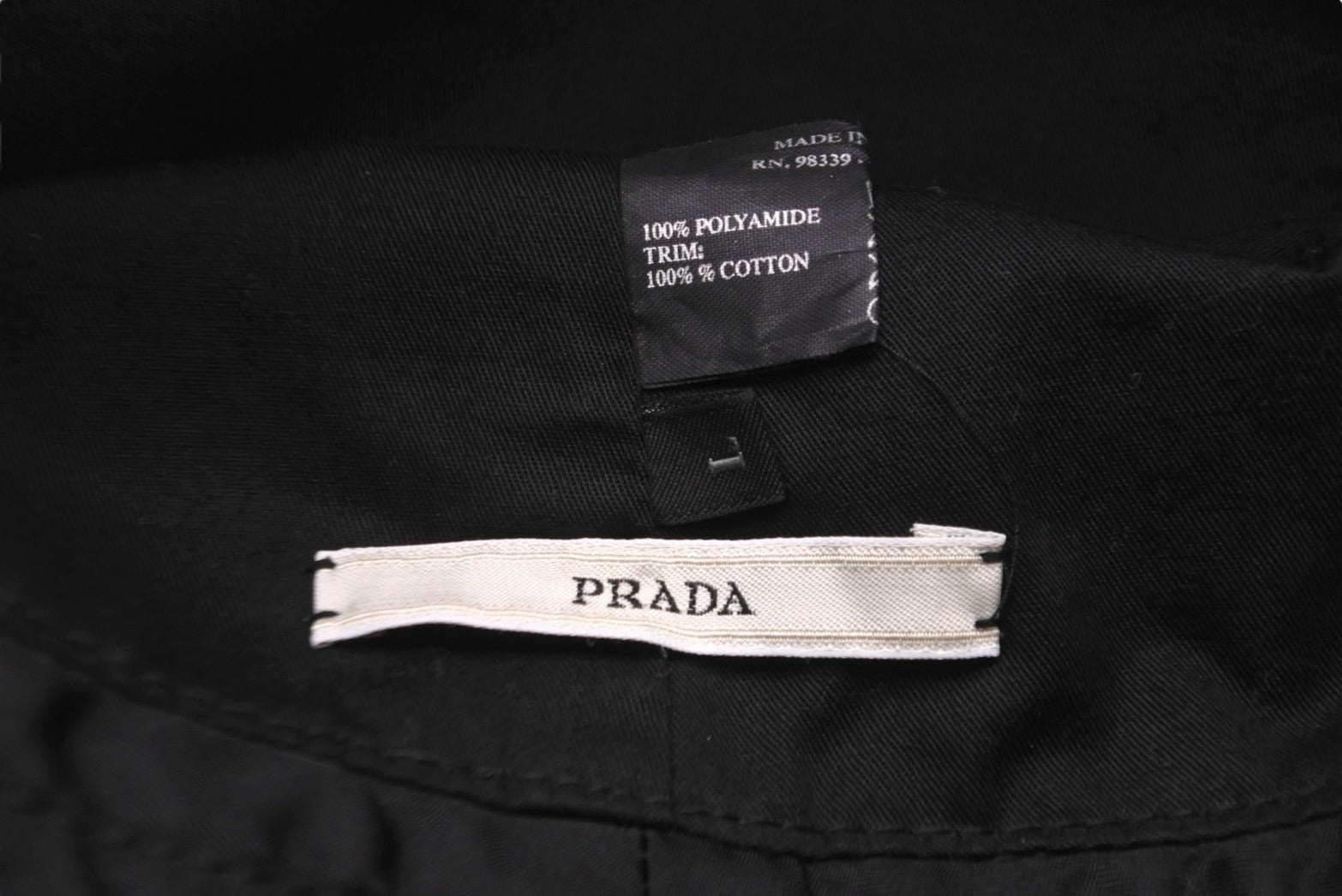 PRADA バケットハット Lサイズ 黒 PRADA プラダ ハット 帽子 バケットハット ロゴ ブラック