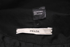 PRADA プラダ ハット 帽子 バケットハット ロゴ ブラック ポリエステル サイズL シルバー金具 美品 中古 58868