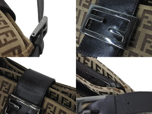 FENDI フェンディ ハンドバッグ ワンショルダー ズッキーノ ブラウン キャンバス 8BR011 シルバー金具 美品 中古 58870 