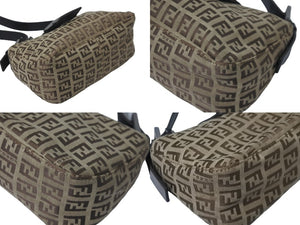 FENDI フェンディ ハンドバッグ ワンショルダー ズッキーノ ブラウン キャンバス 8BR011 シルバー金具 美品 中古 58870 