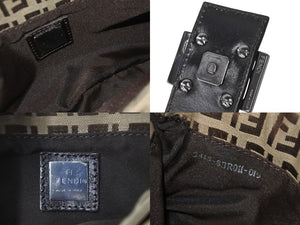 FENDI フェンディ ハンドバッグ ワンショルダー ズッキーノ ブラウン キャンバス 8BR011 シルバー金具 美品 中古 58870 