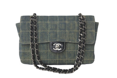 CHANEL シャネル チェーンショルダーバッグ ココマーク チョコバー 6番台 2000年 デニム インディゴ シルバー金具 美品 中古 58875