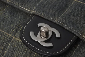 CHANEL シャネル チェーンショルダーバッグ ココマーク チョコバー 6番台 2000年 デニム インディゴ シルバー金具 美品 中古 58875