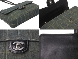CHANEL シャネル チェーンショルダーバッグ ココマーク チョコバー 6番台 2000年 デニム インディゴ シルバー金具 美品 中古 58875