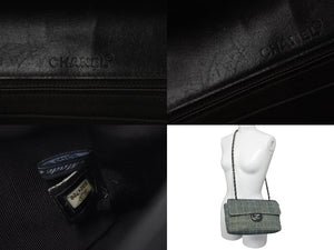 CHANEL シャネル チェーンショルダーバッグ ココマーク チョコバー 6番台 2000年 デニム インディゴ シルバー金具 美品 中古 58875