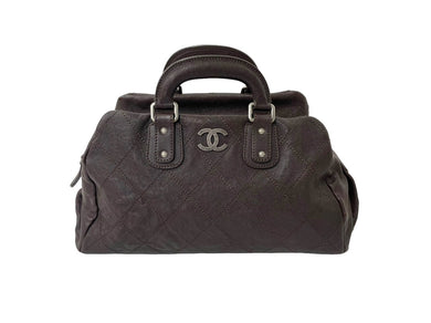 CHANEL シャネル ハンドバッグ ワイルドステッチ ココマーク 10番台 2006年 キャビアスキン ブラウン シルバー金具 美品 中古 58878