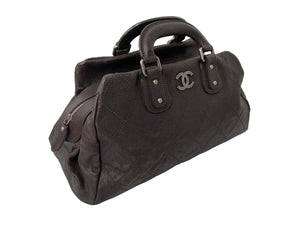 CHANEL シャネル ハンドバッグ ワイルドステッチ ココマーク 10番台 2006年 キャビアスキン ブラウン シルバー金具 美品 中古 58878