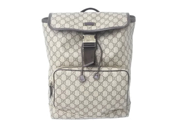 GUCCI グッチ リュック デイパック GGスプリーム キャンバス 246103 PVCレザー ベージュ ブラウン ゴールド金具 美品 中古 58880 