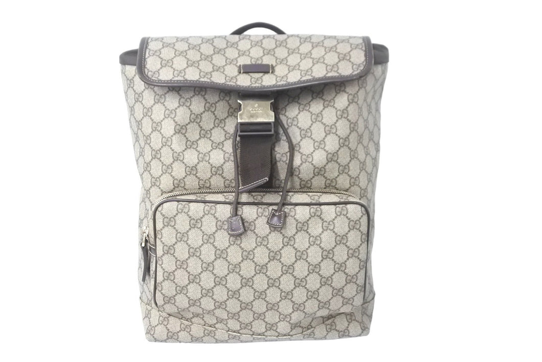 GUCCI グッチ リュック デイパック GGスプリーム キャンバス 246103 PVCレザー ベージュ ブラウン ゴールド金具 美品 中古 58880 