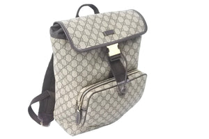 GUCCI グッチ リュック デイパック GGスプリーム キャンバス 246103 PVCレザー ベージュ ブラウン ゴールド金具 美品 中古 58880 