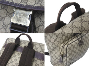 GUCCI グッチ リュック デイパック GGスプリーム キャンバス 246103 PVCレザー ベージュ ブラウン ゴールド金具 美品 中古 58880 