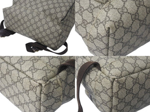 GUCCI グッチ リュック デイパック GGスプリーム キャンバス 246103 PVCレザー ベージュ ブラウン ゴールド金具 美品 中古 58880 