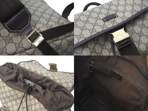 GUCCI グッチ リュック デイパック GGスプリーム キャンバス 246103 PVCレザー ベージュ ブラウン ゴールド金具 美品 中古 58880 