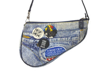 Load image into Gallery viewer, Christian Dior クリスチャンディオール ショルダーバッグ サドルバッグ デニム レザー インディゴ シルバー金具 良品 中古 58883