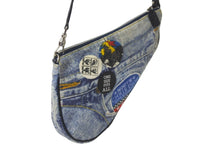 Load image into Gallery viewer, Christian Dior クリスチャンディオール ショルダーバッグ サドルバッグ デニム レザー インディゴ シルバー金具 良品 中古 58883