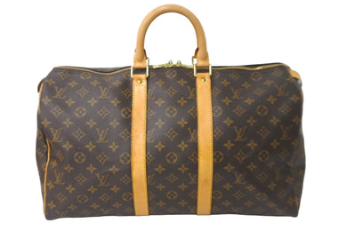 LOUIS VUITTON ルイヴィトン ボストンバッグ M41428 キーポル45 ブラウン モノグラム レザー ゴールド金具 美品 中古 58888