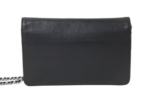 CHANEL シャネル ウォレットチェーン ショルダーバッグ ブラック 15番台 ココマーク キャビアスキン シルバー金具 美品 中古 58891
