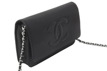 Load image into Gallery viewer, CHANEL シャネル ウォレットチェーン ショルダーバッグ ブラック 15番台 ココマーク キャビアスキン シルバー金具 美品 中古 58891
