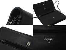 Load image into Gallery viewer, CHANEL シャネル ウォレットチェーン ショルダーバッグ ブラック 15番台 ココマーク キャビアスキン シルバー金具 美品 中古 58891