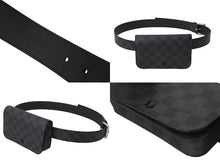Load image into Gallery viewer, LOUIS VUITTON ルイヴィトン ベルト サンチュール ポシェットオム ダミエ・グラフィット 33/95 M6837 シルバー金具 美品 中古 58893