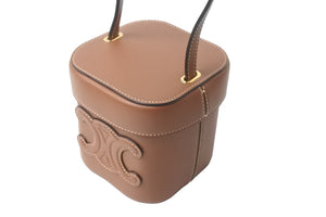 極美品 CELINE セリーヌ ショルダーバッグ スモールボックス ブラウン スムースカーフ 199263DU3.04LU ゴールド金具 中古 58895