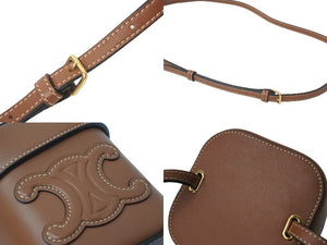 極美品 CELINE セリーヌ ショルダーバッグ スモールボックス ブラウン スムースカーフ 199263DU3.04LU ゴールド金具 中古 58895
