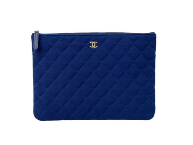 CHANEL シャネル クラッチバッグ 28番台 ココマーク キルティング キャンバス ブルー グリーン ゴールド金具 美品 中古 58900