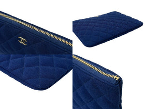 CHANEL シャネル クラッチバッグ 28番台 ココマーク キルティング キャンバス ブルー グリーン ゴールド金具 美品 中古 58900