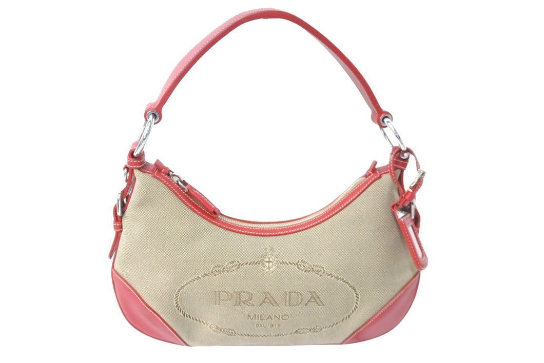 PRADA プラダショルダーバッグ ワンショルダー BR3429 ロゴ ジャガード シルバー金具 美品 中古 58908 
