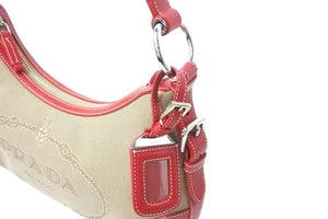 PRADA プラダショルダーバッグ ワンショルダー BR3429 ロゴ ジャガード シルバー金具 美品 中古 58908 