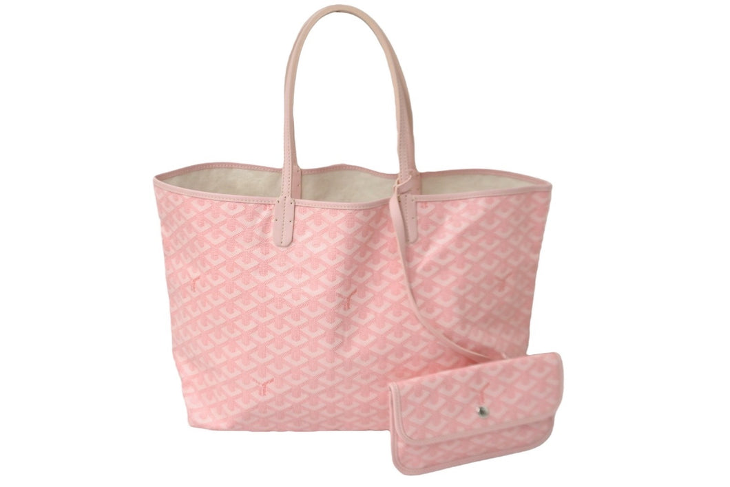 GOYARD ゴヤール トートバッグ サンルイPM ヘリンボーン柄 限定カラー ピンク シルバー金具 ポーチ付 美品 中古 58910