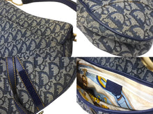 Load image into Gallery viewer, Christian Dior クリスチャンディオール ショルダーバッグ オブリーク サドルバッグ キャンバス レザー ネイビー 美品 中古 58911