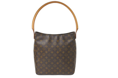 LOUIS VUITTON ルイヴィトン ショルダーバッグ M51145 ルーピングGM ブラウン モノグラム ゴールド金具 美品 中古 58913