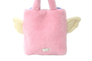 極美品 GUCCI グッチ フライングベア ハンドバッグ 581007 ピンク ブラウン ブルー ボア シルバー金具 中古 58924 